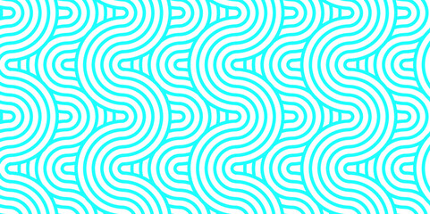 Fototapeta premium Seamless geometric ocean spiral pattern and abstract circle wave lines. blue seamless tile stripe geomatics overlooping create retro square line backdrop pattern background. Overlapping Pattern.