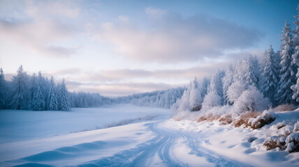 Winter landscape with snow
