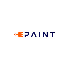 E Painting Brush Logo Design