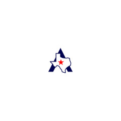 Texas Map in Letter A Logo