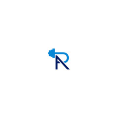AR Barbell Logo Design Vector