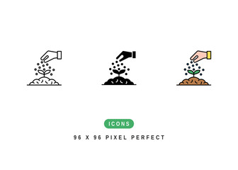 Plant Fertilizer Icon. Organic Soil Fertilizing Symbol Stock Illustration. Vector Line Icons For UI Web Design And Presentation