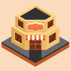 shop building isometric view isometric vector illustration 3Dvector pro illustration