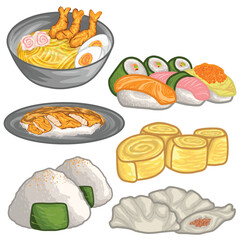japanese food set vector illustration