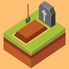 fresh grave  isometric vector illustration 3Dvector pro illustration