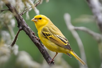 Yellow Canary on a tree branch