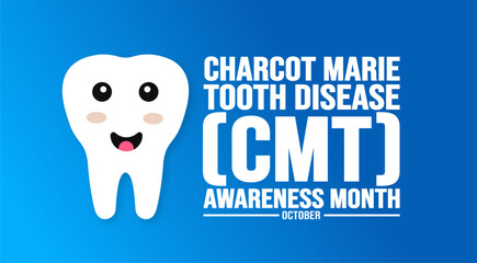 October is Charcot-Marie-Tooth Disease CMT Awareness Month background template. Holiday concept. background, banner, placard, card, and poster design template with text inscription and standard color.