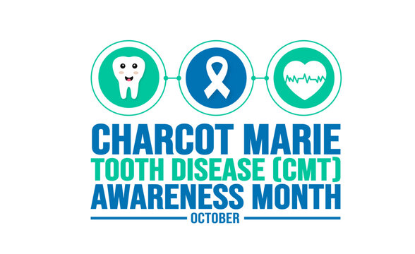 October is Charcot-Marie-Tooth Disease CMT Awareness Month background template. Holiday concept. background, banner, placard, card, and poster design template with text inscription and standard color. - Powered by Adobe