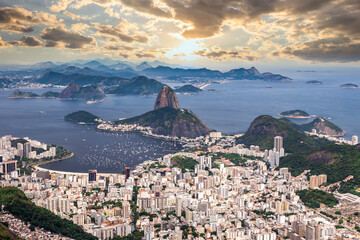 Panoramic view of the Sugar Loaf at sunset. Rio de Janeiro