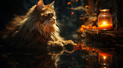Beautiful cat picture, cute feline animal background image
