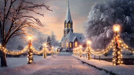 church in christmas winter