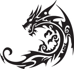 Dragon tattoo vector illustration black color