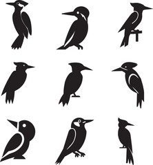Woodpecker vector silhouette illustration black color