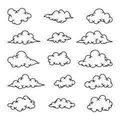 Set of cloud hand drawn vector	