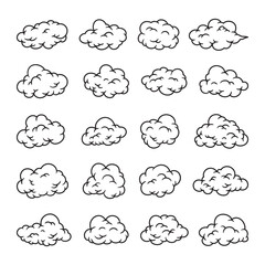 Set of cloud hand drawn vector	