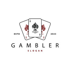 Poker Card Logo Classic Vector Gambling Game Design Simple Symbol Template