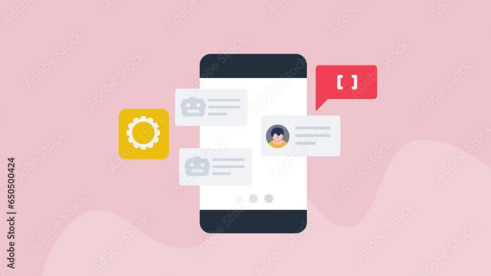 Aufkleber chatbot mobile application conversation with user, artificial intelligence technology, customer supp