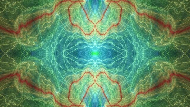 Intricate flowing geometric shapes background, seamless loop of psychedelic energy flow, visual beats fantasy swirls, hypnotic trance mandala abstract patterns - futuristic spiritual vibrations.