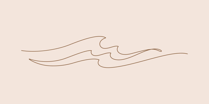 sea wave water one line minimalist style thin line vector