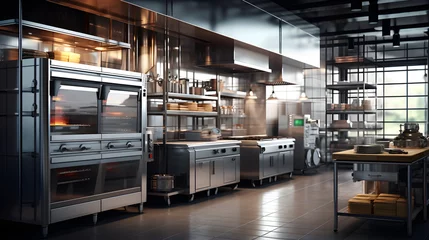 Foto op Plexiglas Industrial kitchen. Restaurant modern kitchen. large commercial kitchen with ovens © Rangga Bimantara