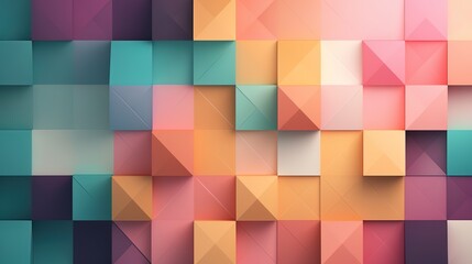 Abstract geometric paper cut 3D texture banner pastel background.