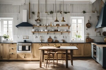a Scandinavian kitchen with vintage or antique hardware for a timeless appeal