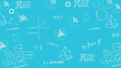 Mathematical formulas displayed on a vibrant blue background. - Powered by Adobe