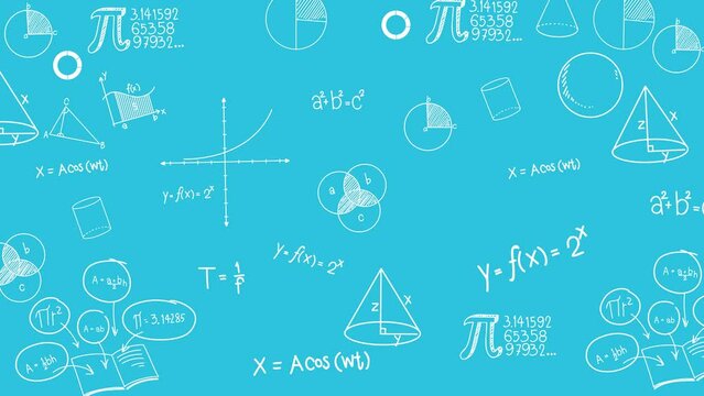 Mathematical formulas displayed on a vibrant blue background.