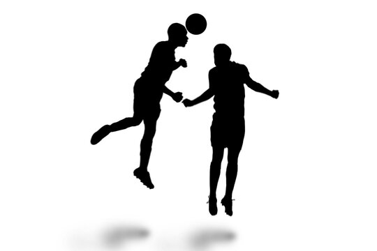 Digital png silhouette image of male football players on transparent background
