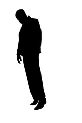 Digital png silhouette image of man looking down on transparent background