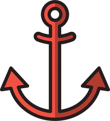 Digital png illustration of red anchor on transparent background
