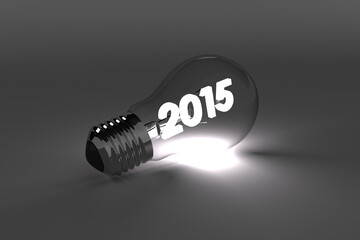 Digital png illustration of lightbulb with 2015 year on transparent background