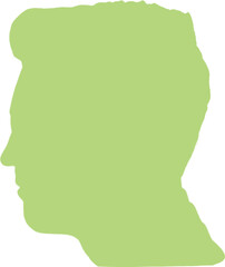 Digital png illustration of green male profile on transparent background