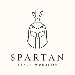 spartan mask line art logo vector minimalist illustration design, sparta military logo design