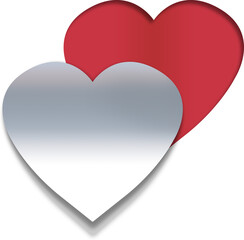 Digital png illustration of red and silver hearts on transparent background