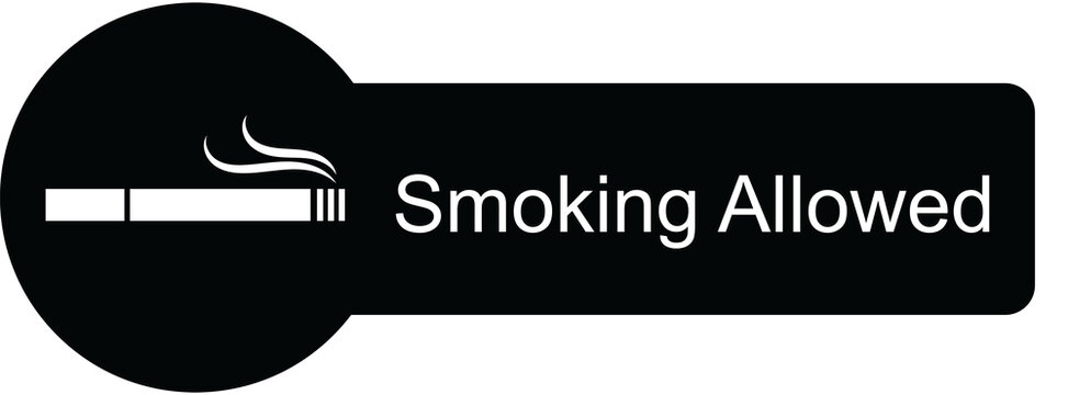 Digital png illustration of smoking allowed text and cigarette sign on transparent background