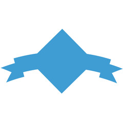 Digital png illustration of blank blue label with ribbon banner on transparent background