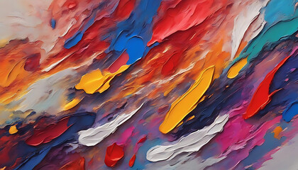 Closeup of abstract rough colorful multicolored art painting texture (Generative Ai)