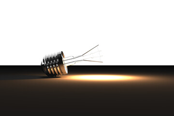 Digital png illustration of broken light bulb on transparent background