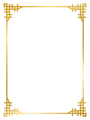 Obraz premium Art Deco gold frame vintage frame line geometric wedding label card frame png transparent background