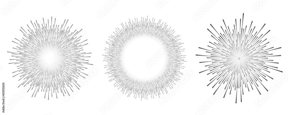 Poster circle sound wave. audio music equalizer. round circular icons set. spectrum radial pattern and freq