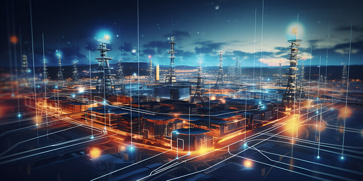 A cityscape with a blue background and a light blue background.
Data, Platforms, and Intelligent Technologies in the Chemical Industry.
