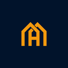 house vector with letter m and a