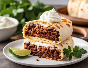 satisfying burrito, but replace the fillings with layers of cake and frosting.