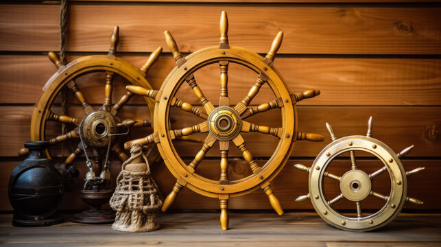 Captain's wheel, nautical, wooden background, marine, ship, sailor, navigation, vintage, sea, travel, helm, maritime