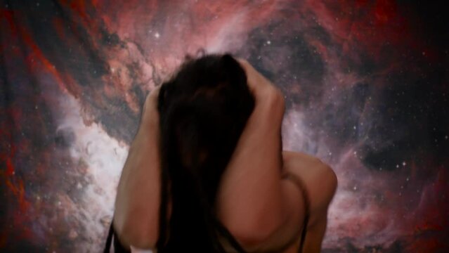 Unstable man struggling with inner voices. Portrait, abstract