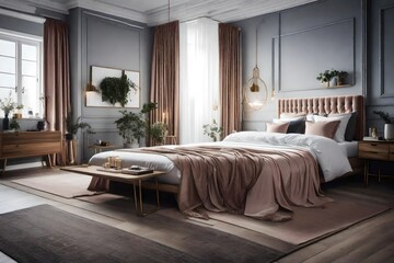 a touch of luxury into your Scandinavian bedroom with velvet and satin textiles
