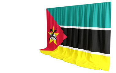 Mozambique Flag Curtain in 3D Rendering called Flag of Mozambique