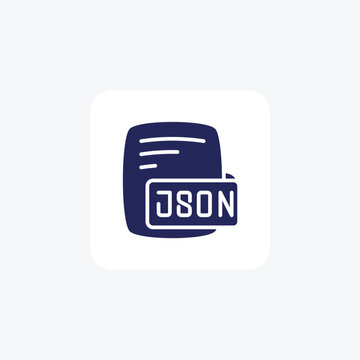 Json Javascript Object Notation Glyph Filled Style Icon