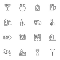 Beverages line icons set